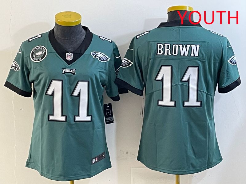 Youth Philadelphia Eagles #11 Brown Green Second generation 2025 Nike Limited NFL Jersey style 6->new orleans saints->NFL Jersey